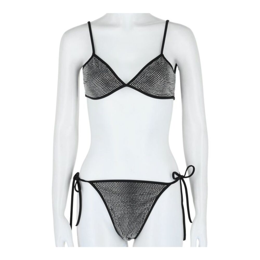 Balenciaga Crystal Embellished Bikini Set Black Womens
